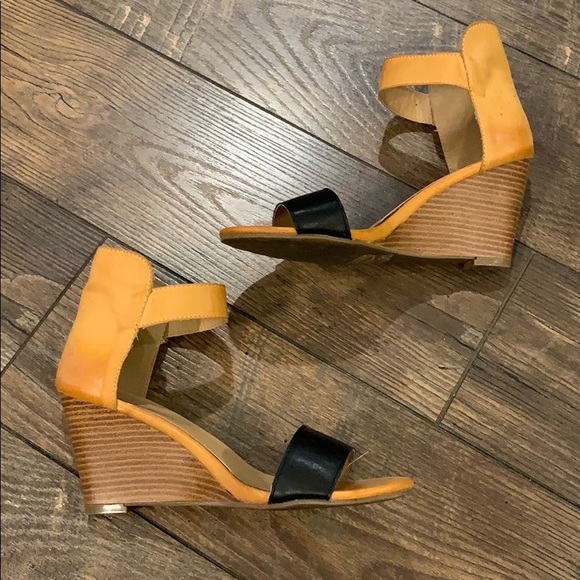 Tan and Black Wedge Heels - Picture 3 of 5